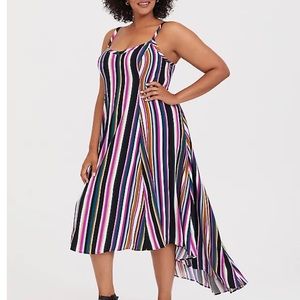 TORRID MULTI STRIPE CHALLIS HI-LO MAXI DRESS